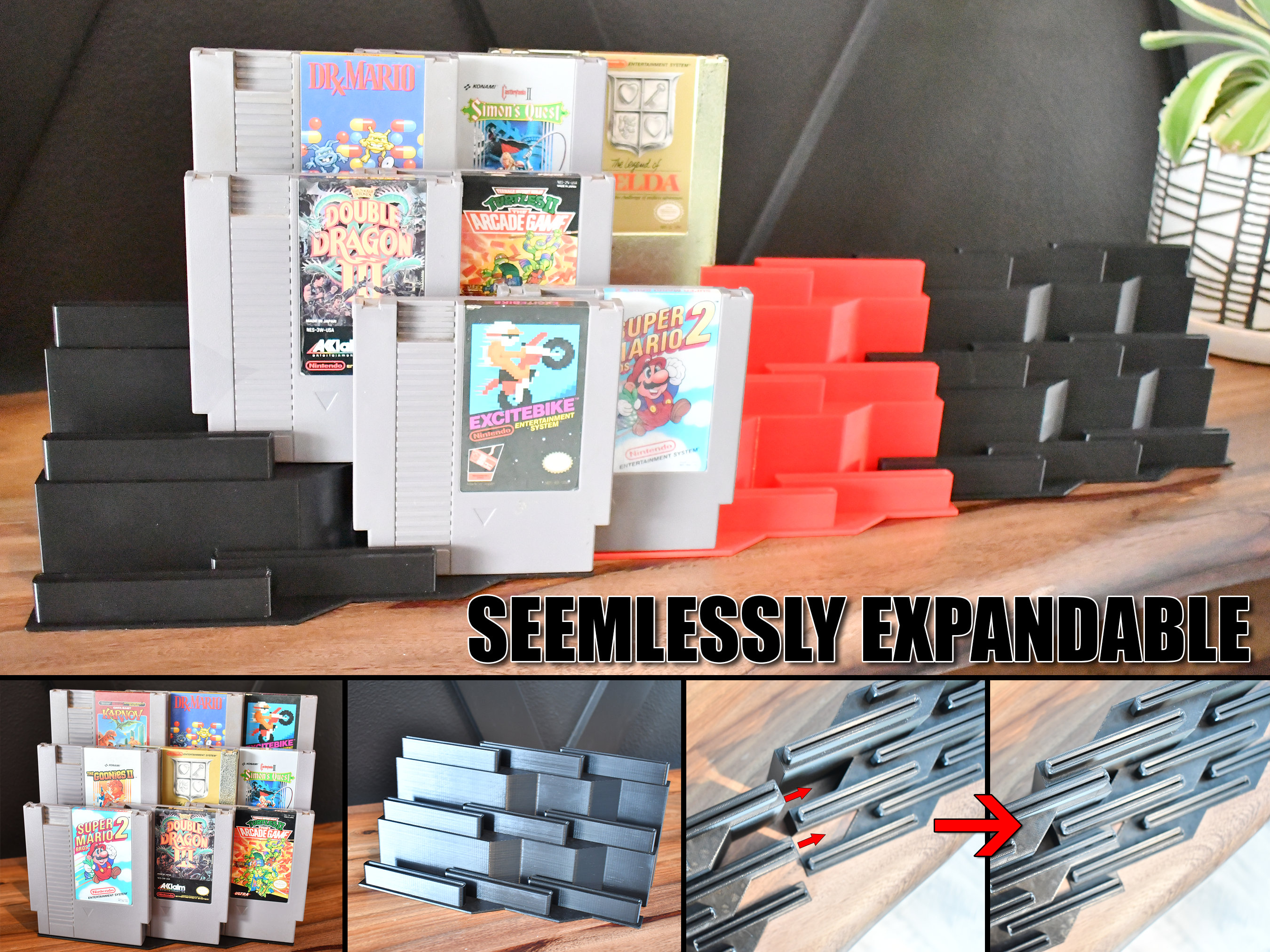 NES NINTENDO Game Cartridge Display - Different Colors - Interlocking/Expandable