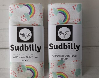 Rainbows / 100% Cotton Flannel All Purpose Dish Towel