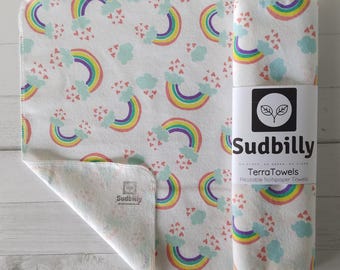 Rainbow / Reusable Paper Towels – Eco Friendly Kitchen Towels – Unpaper Towels Flannel – Zero Waste Reusable Napkins – Cloth Towel