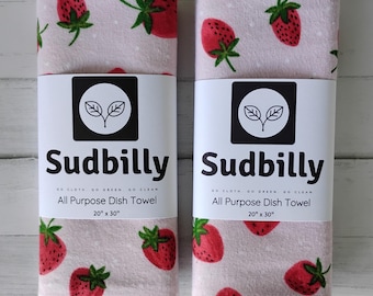 Strawberry / 100% Cotton Flannel All Purpose Dish Towel
