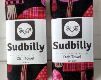Mushrooms / 100% Cotton Flannel All Purpose Dish Towel