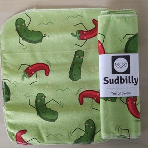 Swimmin' Pickle and Pepper / Toalhas de papel reutilizáveis – Toalhas de cozinha ecológicas – Toalhas de papel flanela – Guardanapos reutilizáveis com desperdício zero