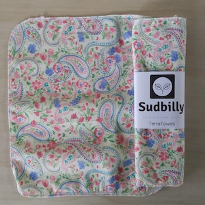Toalhas de papel reutilizáveis / Paisley rosa – Toalhas de cozinha ecológicas – Toalhas de papel flanela – Guardanapos reutilizáveis com desperdício zero – Toalha de pano
