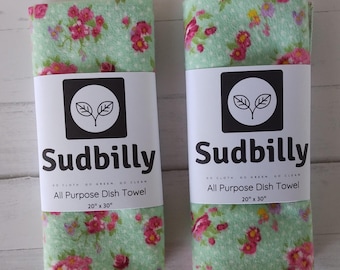 Flowers and Dots / 100% Cotton Flannel All Purpose Dish Towel