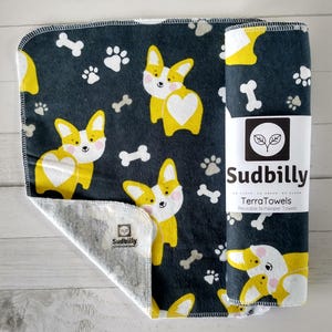 Corgi / Toalhas de papel reutilizáveis – Toalhas de cozinha ecológicas – Toalhas de papel flanela – Guardanapos reutilizáveis com desperdício zero – Toalha de pano