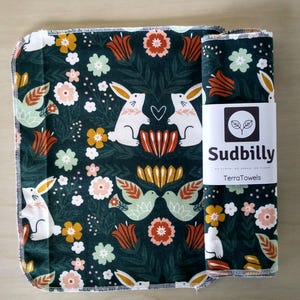 Coelhos e Pombas / Toalhas de Papel Reutilizáveis – Toalhas de Cozinha Ecológicas – Toalhas de Papel Flanela – Guardanapos Reutilizáveis Zero Waste – Toalha de Pano