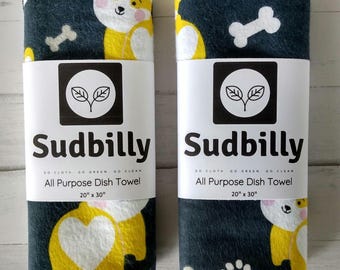 Corgi / 100% Cotton Flannel All Purpose Dish Towel