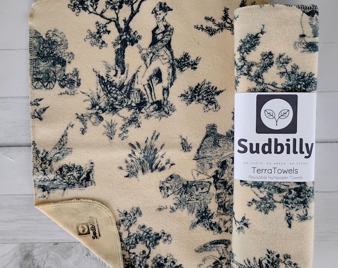 Featured listing image: Blue Toile- Reusable Nonpaper Towels