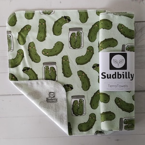 Reusable Cotton Flannel Kitchen Towels - Big Dill Print - Eco Friendly
