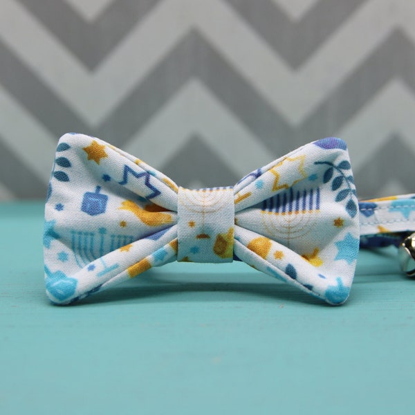 Cat Bow Tie Collar - Hanukkah Wishes - Breakaway w/ Bell