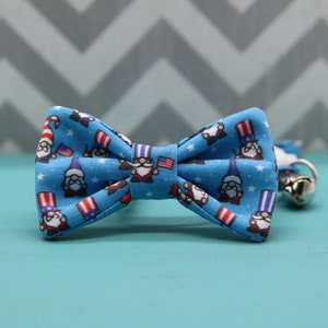 Cat Bow Tie Collar - Patriotic Gnomes - Breakaway w/ Bell