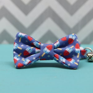 Cat Bow Tie Collar - Patriotic Ice Pops - Breakaway w/ Bell