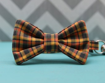 Cat Bow Tie Collar - Fall Plaid- Breakaway w/ Bell