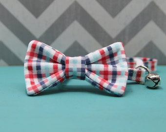 Collar de pajarita para gato - Cuadros de papá - Breakaway con cascabel