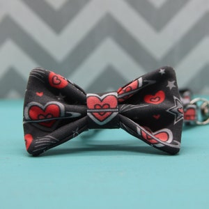 Cat Bow Tie Collar - Outer Space Hearts & Stars - Breakaway w/ Bell