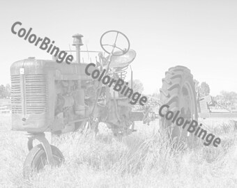 Tractor de Color el oeste Rural, carcachas, Junkers y Jalopies - libro para colorear para adultos en escala de grises