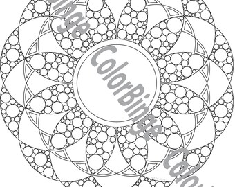 SpaceFlower 1 - página para colorear para adultos, arte lineal imprimible, descarga instantánea en PDF