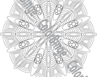 SpaceFlower 4 - página para colorear para adultos, arte lineal imprimible, descarga instantánea en PDF