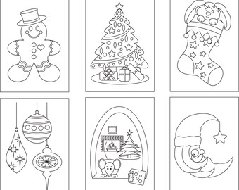 Simply Christmas - Juego de 5 tarjetas navideñas para colorear - Una manualidad navideña coloreable para todas las edades