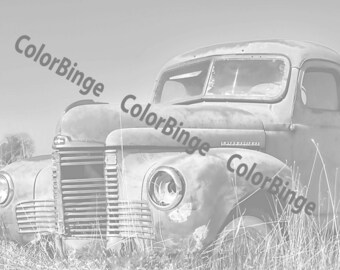 Camión de IH de Color el oeste Rural, carcachas, Junkers y Jalopies - libro para colorear para adultos en escala de grises