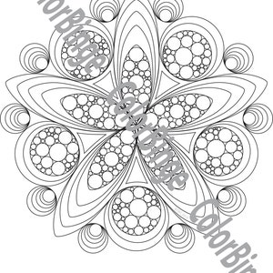 SpaceFlower 2 - volwassen kleurplaat, afdrukbare lineart, instant download PDF