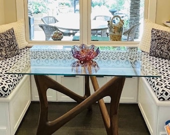 Tribeca Dine Small- Handcrafted Mid Century Modern Design Dining Table Contemporary Unique Wood Table Base ***Free Shipping***