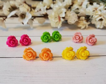 Flower Stud Earrings - 2 Pairs!