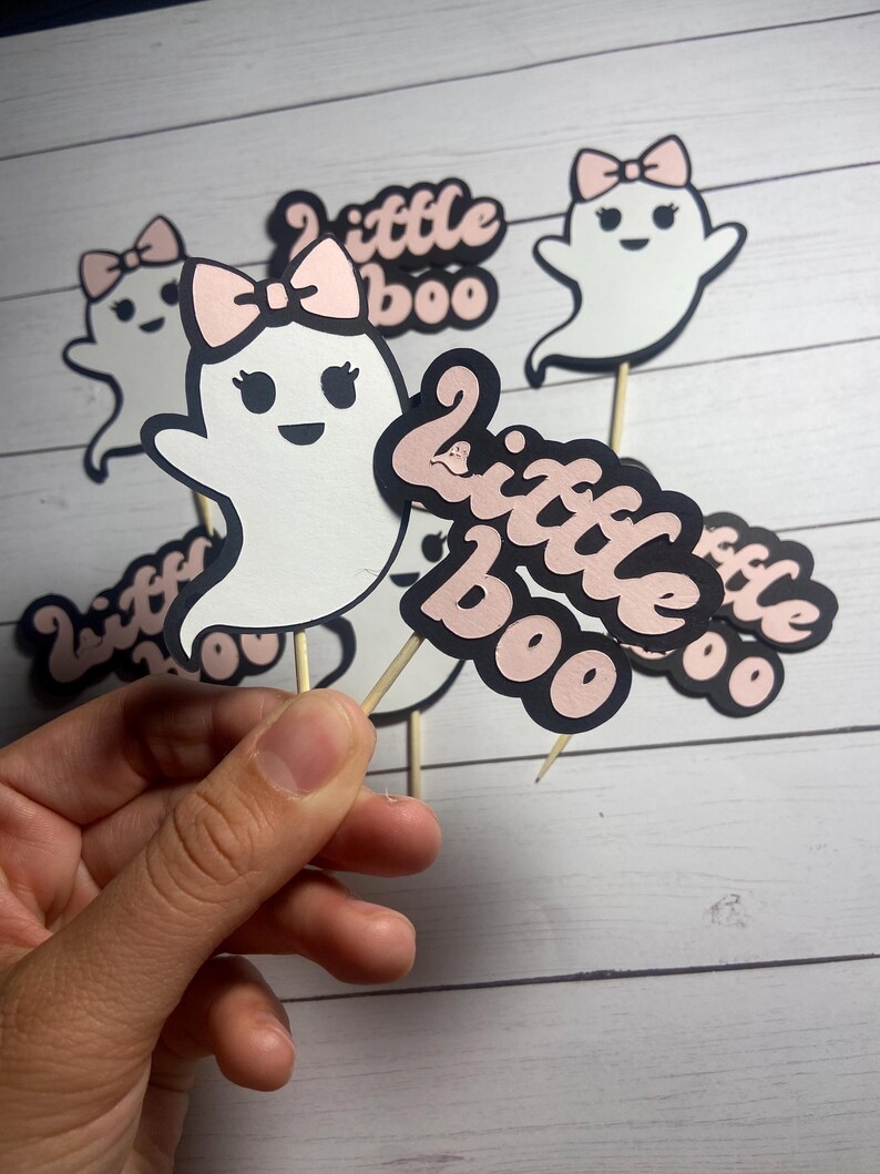 thumbnail image 2 of Black Glitter Little Ghoul Cake Topper, Birthday Ghoul/A Baby Is 2 of 9