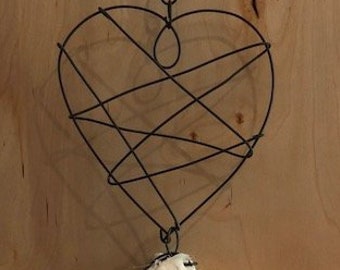 Wire and Silk Heart Door Knob Hanger