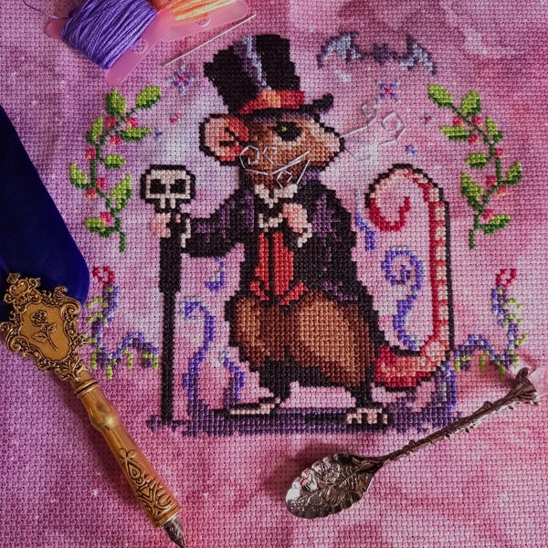 Gentlerat Cross Stitch Pattern: Gothic Rat DIY Project (PDF Download)