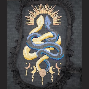 Twin Snake Cross Stitch Pattern, PDF Download, Counted, Easy, Bohemian Decor, Wall Hand, Gemini