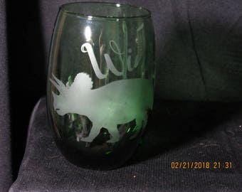 15oz Triceratops "Wino Saur" Etched Wine Glass