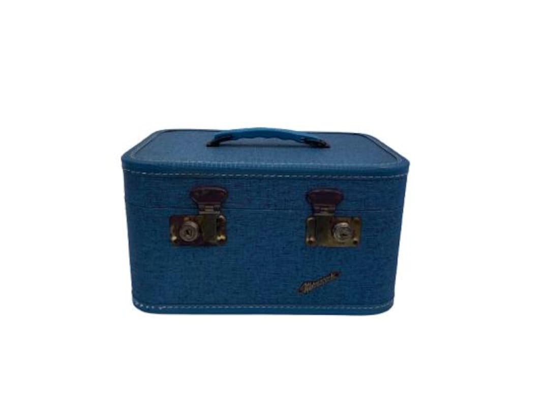 Vintage 1950's Monarch Blue Train Case • Retro Luggage • Makeup