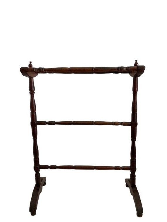 Antique Wooden Quilt Rack • Turned Wood • Blanket Rack