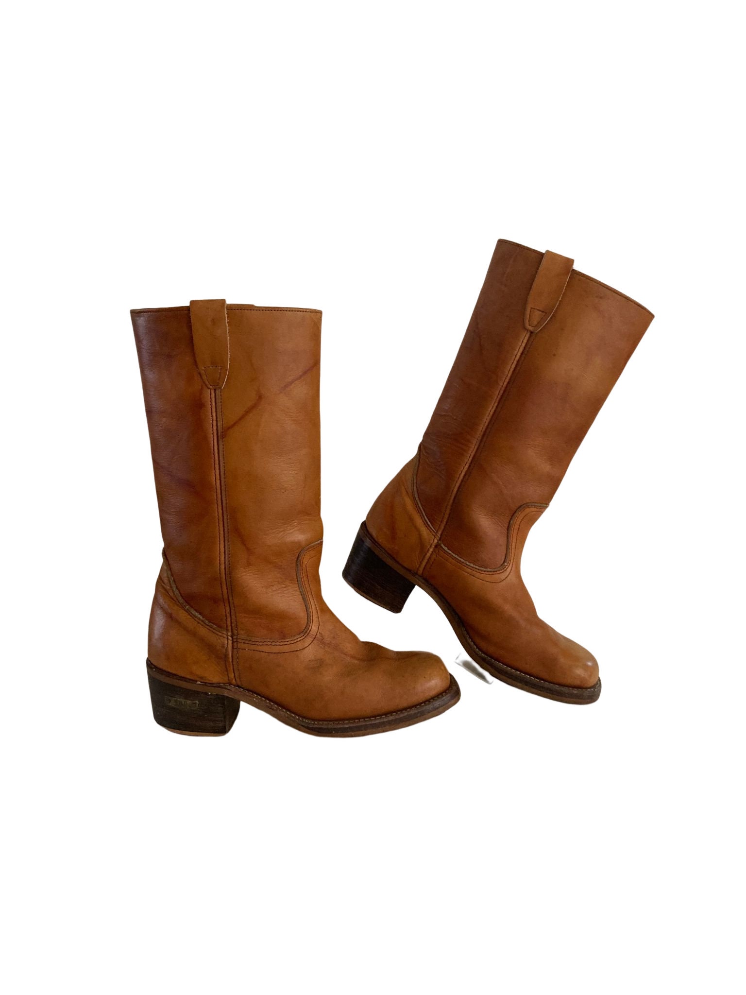 Vintage 1970's Wild Country Brown Leather Campus Boots Western Cowboy