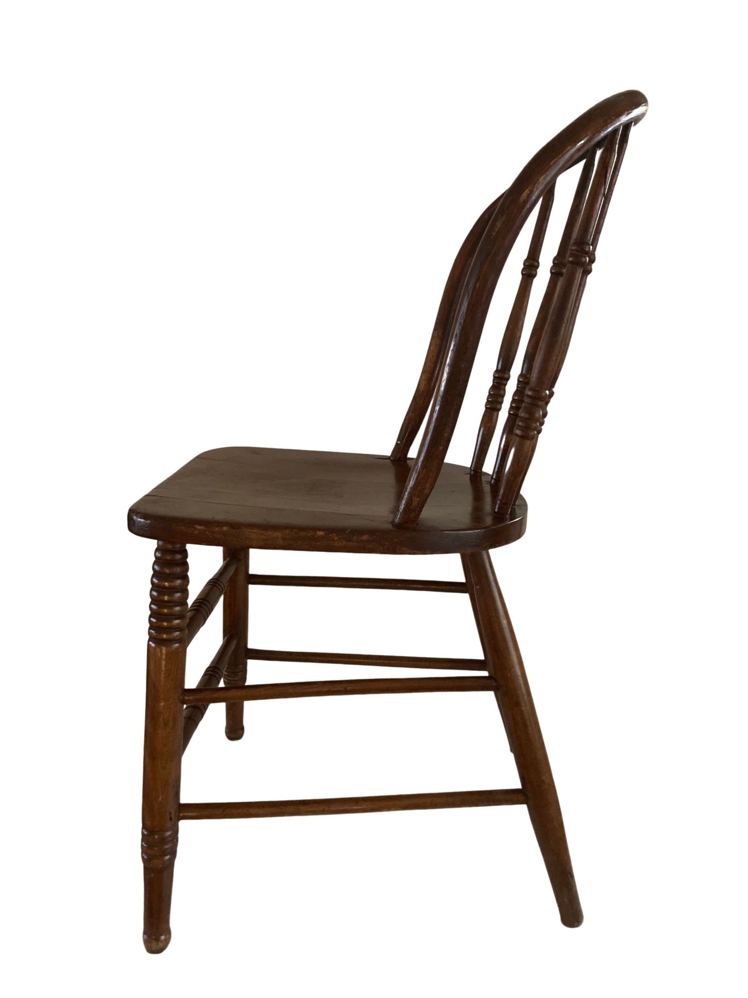 Antique 1900's Bentwood Spindle Back Farmhouse Chair Medium Brown OAK