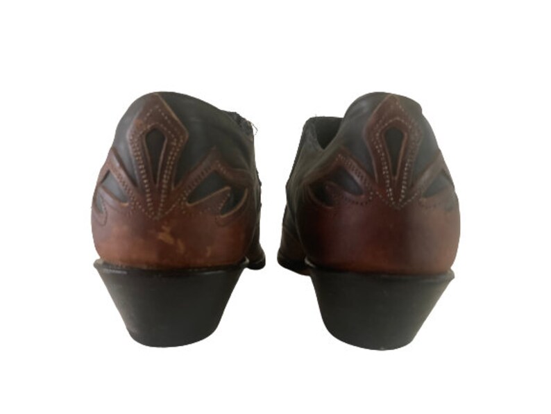 CODE WEST Vintage 80's Ankle Booties Slip on • Thick Black & Brown ...