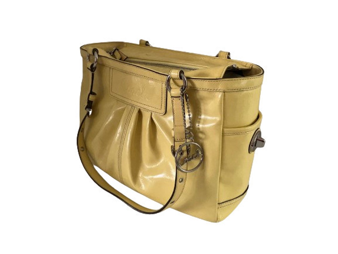 Vintage 80's Coach Purse • Yellow Patent Leather Shoulder