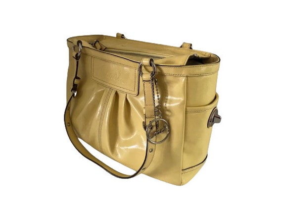 Vintage 80's Coach Purse • Yellow Patent Leather Shoulder
