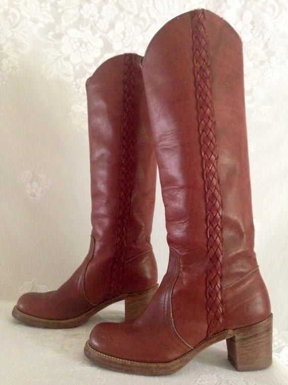 women's tall red leather boots