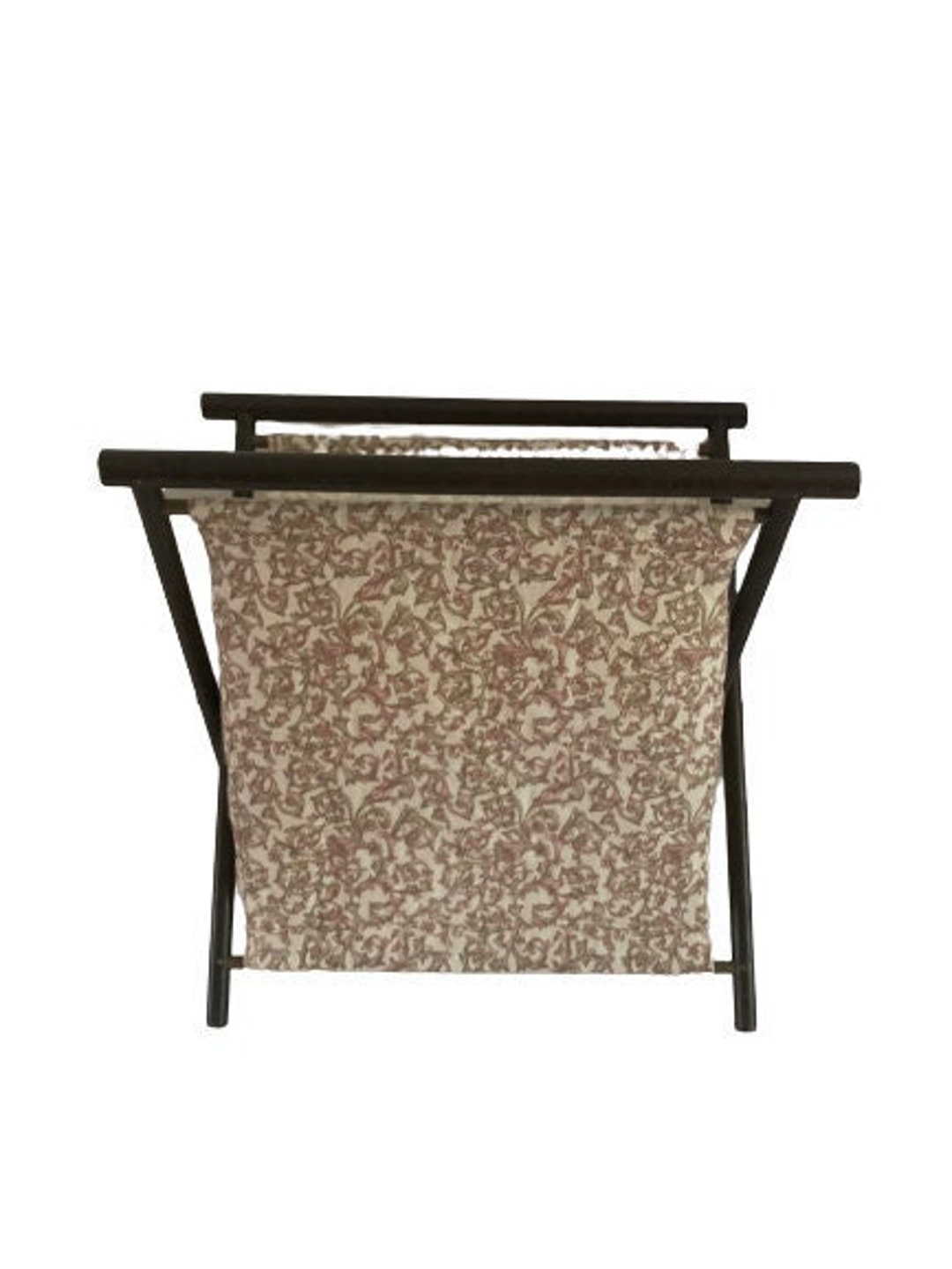 Vintage Mid Century Folding Knitting Bag Quilted Floral Pattern Stand