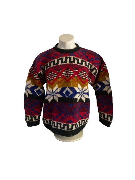 Vintage 80's • Oversized Chunky Pull Over Wool Sweater