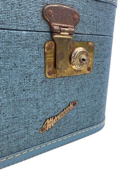 Vintage 1950's Monarch Blue Train Case • Retro Luggage