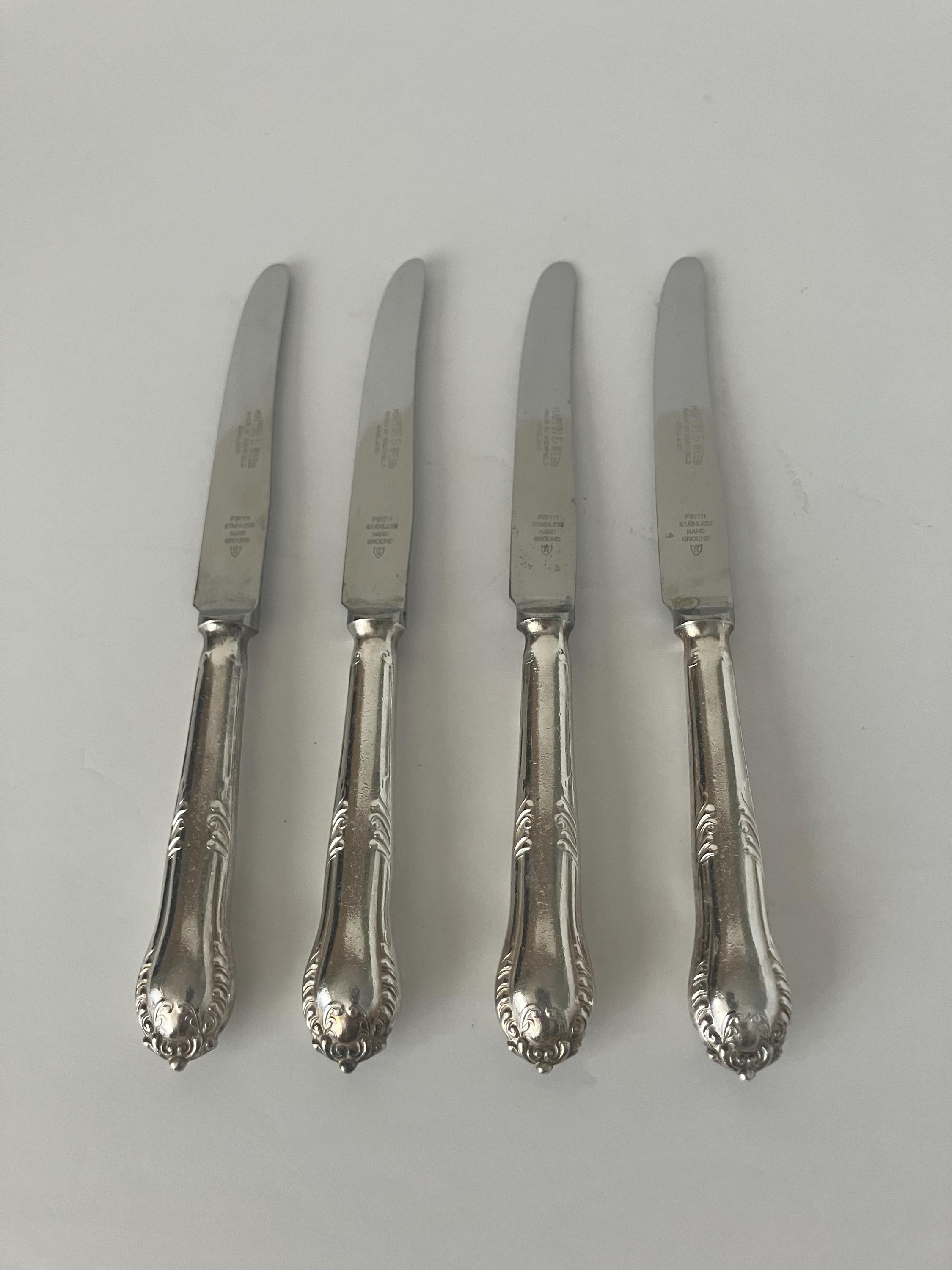 Wappin&Webb Sheffield ナイフ　銀食器アンティーク　刻印 Set of 4 Antique • Mappin & Webb • Butter or Dessert Knives