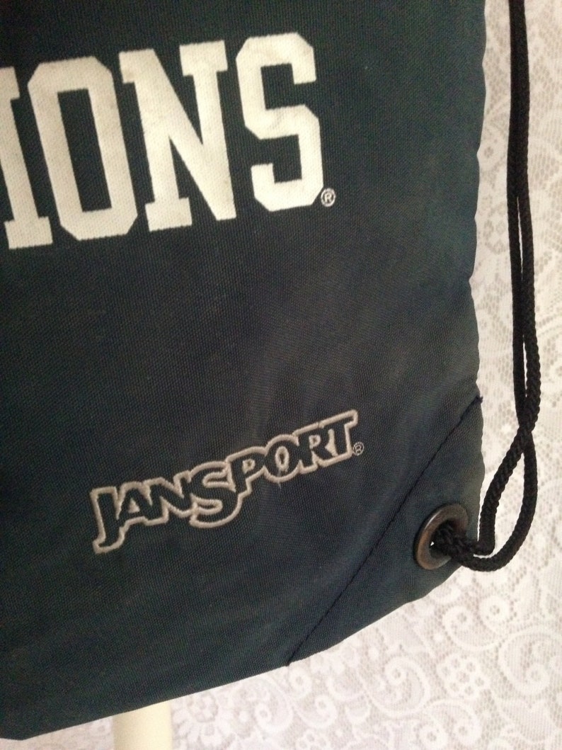Vintage JanSport Penn State Nittany Lions PSU Drawstring Bag Tote Blue White