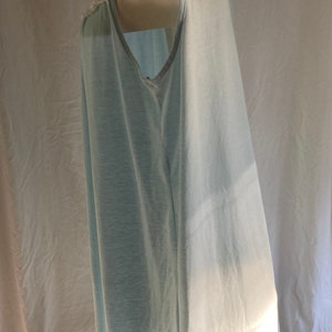 Vintage Pastel Blue Sleeveless Mid Length Soft Cotton or Blend Nightgown By Vandemere Est. Size Women's M image 6