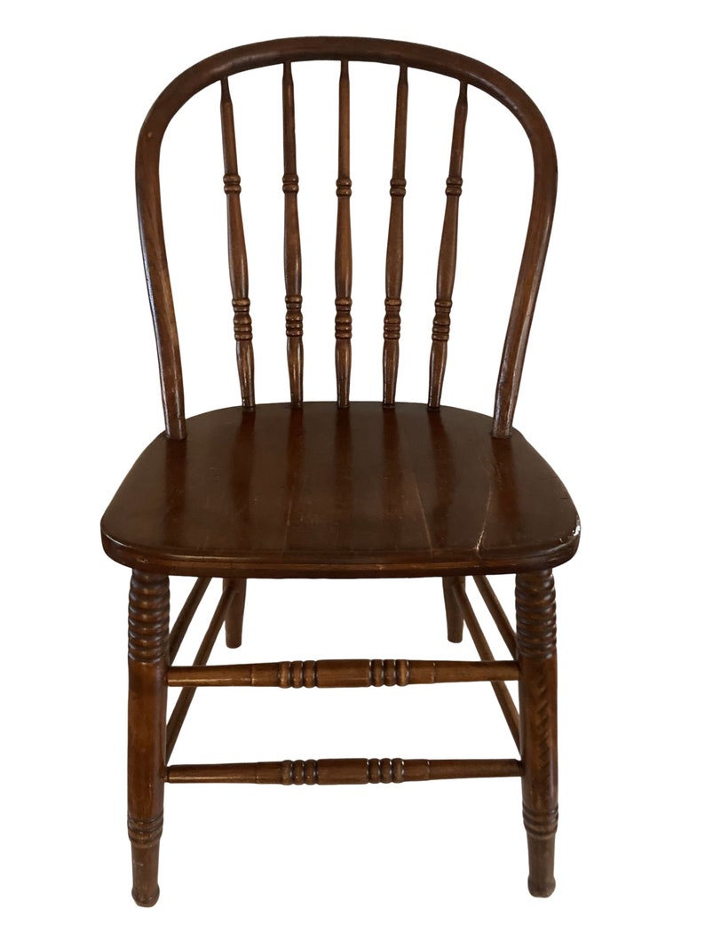 Antique 1900's Bentwood Spindle Back Farmhouse Chair Medium Brown OAK