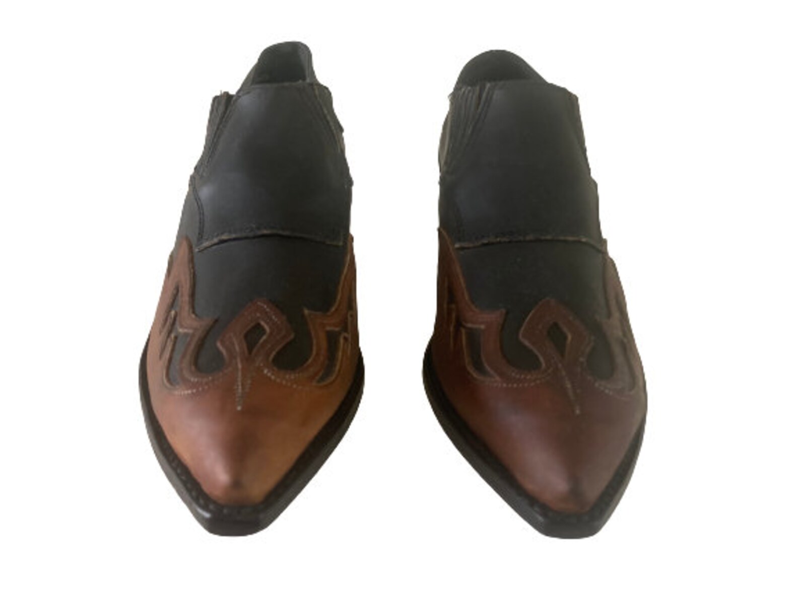 CODE WEST Vintage 80's Ankle Booties Slip on • Thick Black & Brown ...