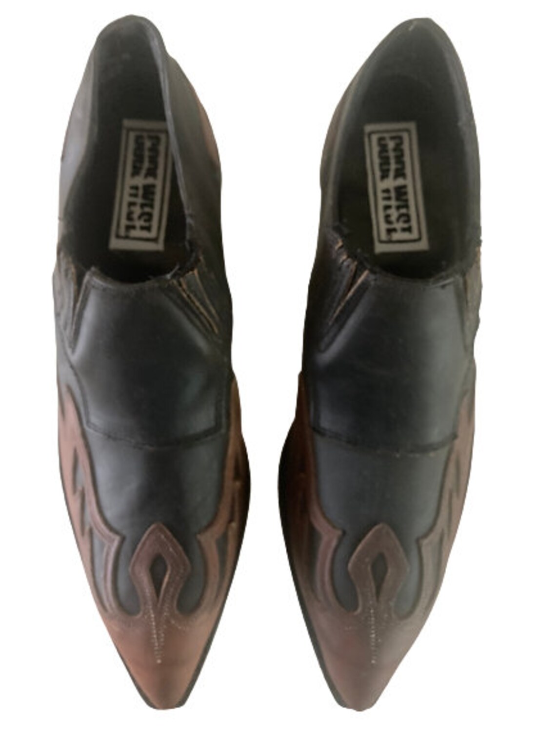 CODE WEST Vintage 80's Ankle Booties Slip on • Thick Black & Brown ...