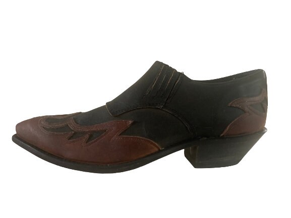 CODE WEST Vintage 80's Ankle Booties Slip on • Thick Black & Brown ...